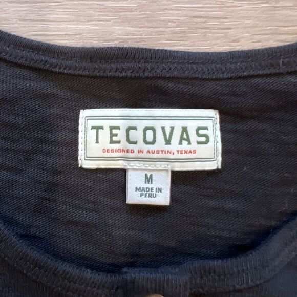 Tecovas Waffle Henley Black Long Sleeve Women's Shirt-Size M - Picture 4 of 7
